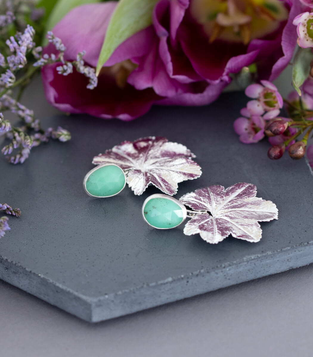 Frauenmantel Ohrhänger Chrysophras Silber