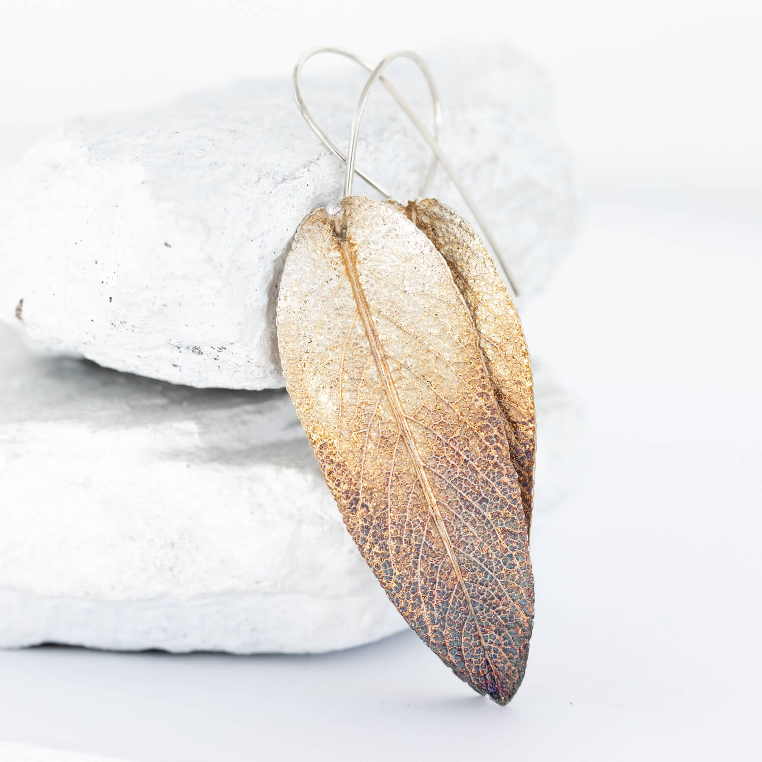 Salbeiblatt Ohrhänger, Einzelstücke aus echten Blättern