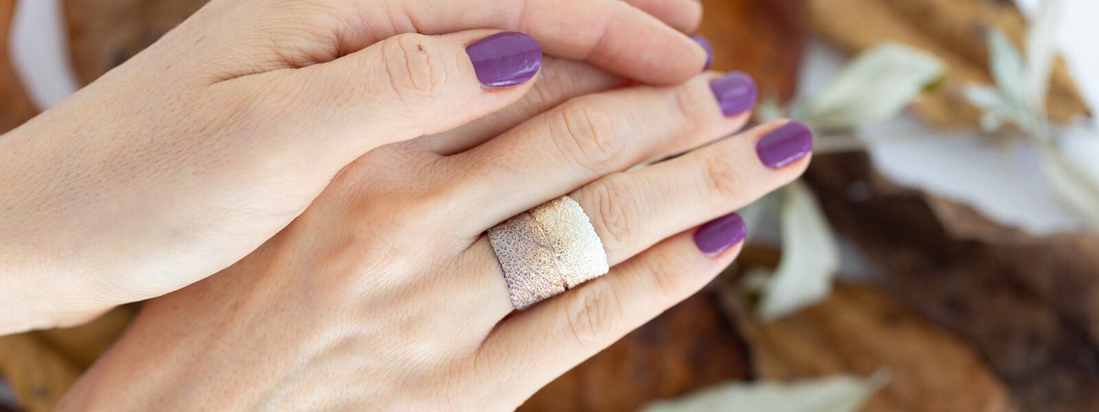 Salbeiblatt Ring aus einem echten Blatt in Silber