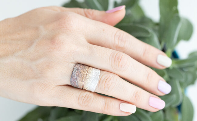 Schmuck aus Natur, Ring vom echten Salbeiblatt