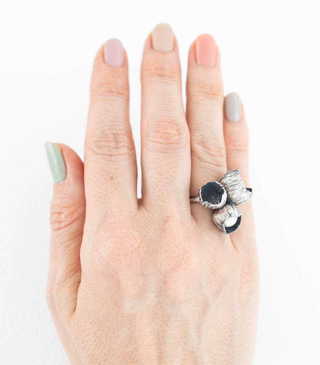 Silber Ring 3 Blüten Gr. 52