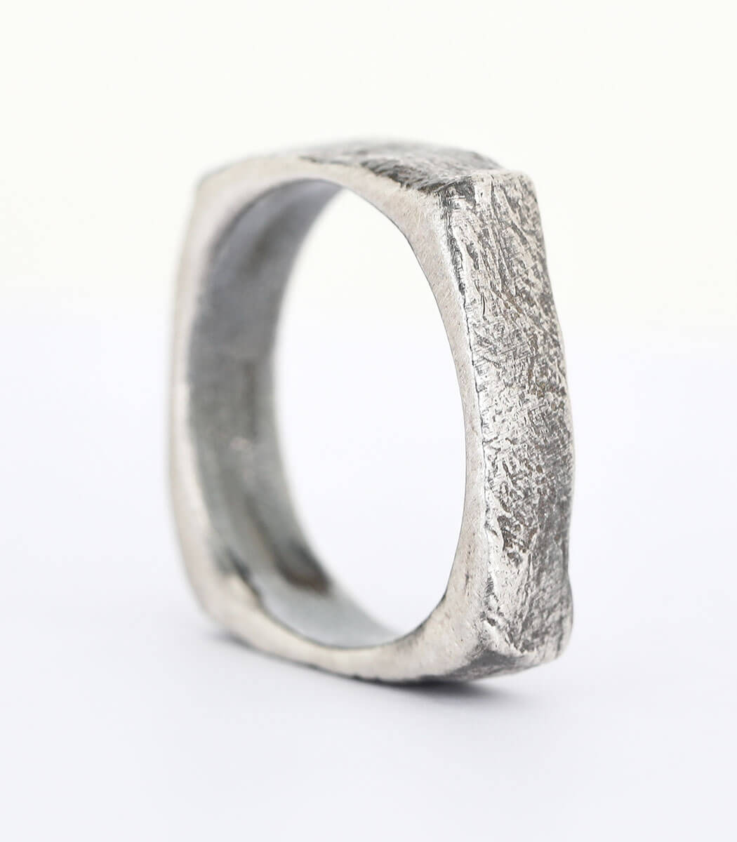 Silber Ring Steinstruktur schmal Gr. 55