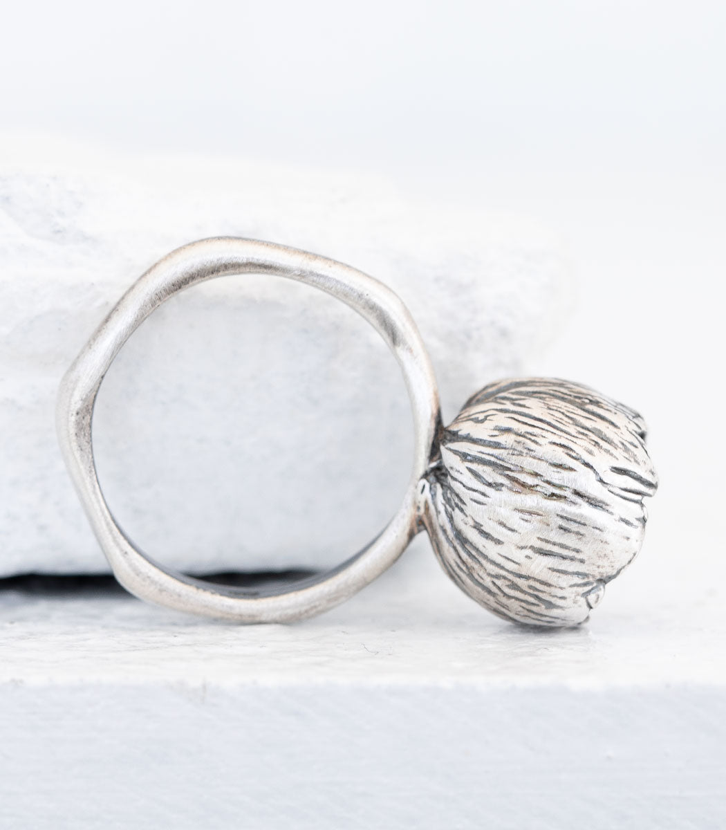 Silber Ring Blüte Perle Gr. 52