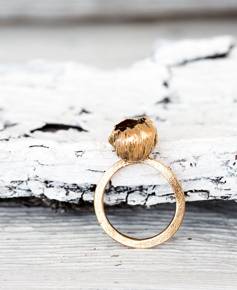 Bronze Ring Blüte Gr. 50
