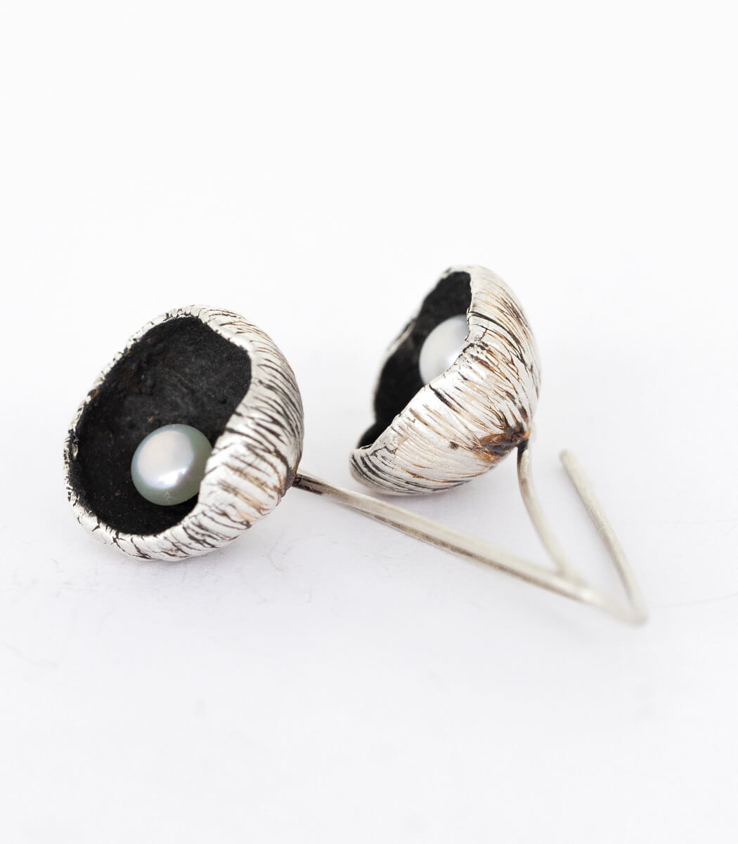 Silber Ohrhänger Blüte Perle