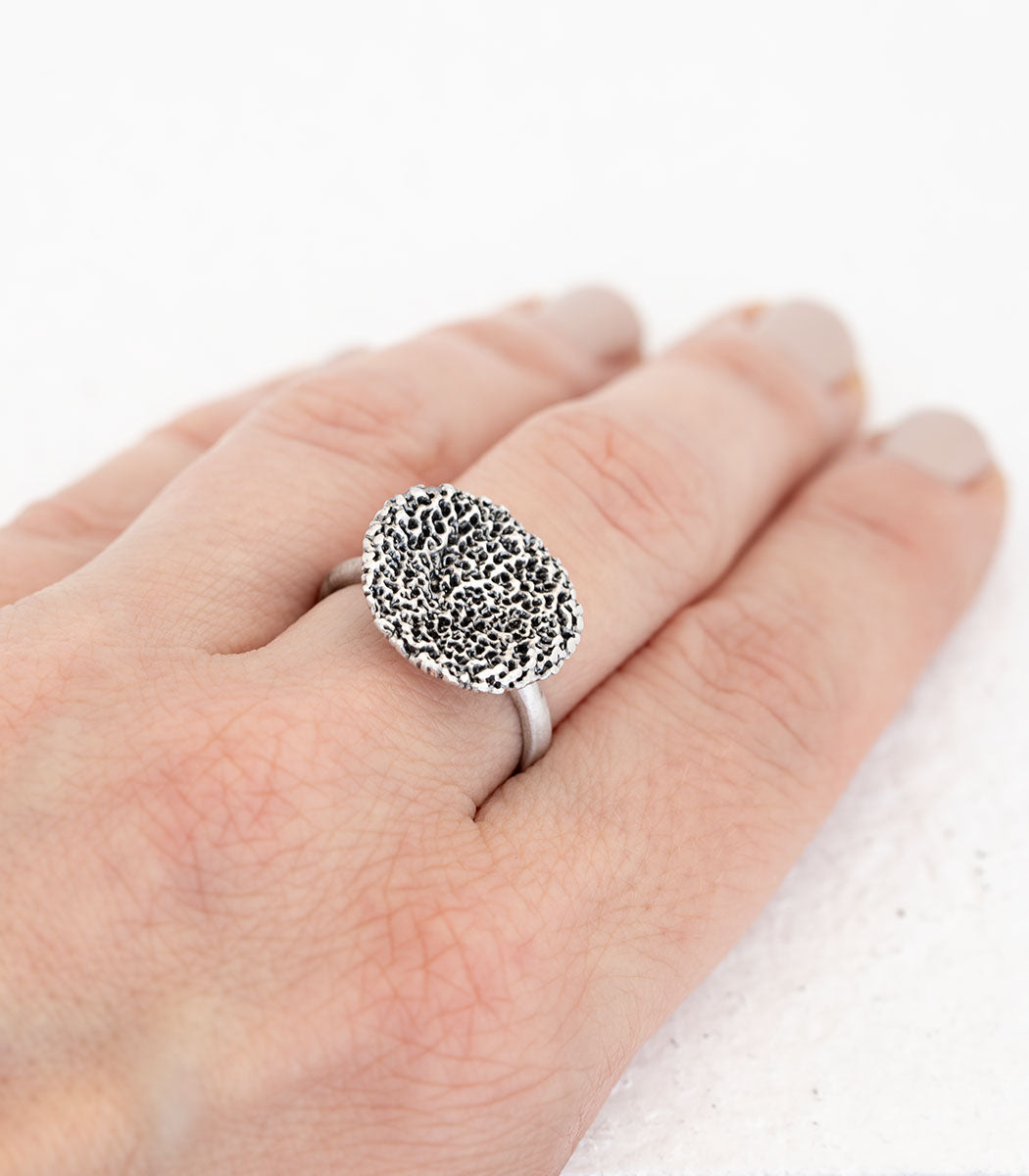 Silber Ring Korallenstruktur Gr. 59