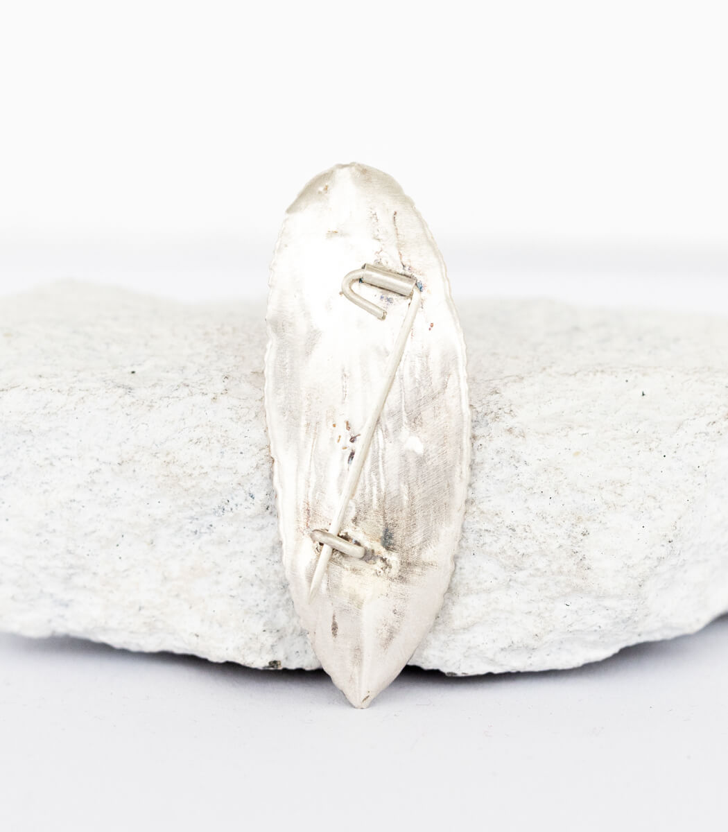 Silber Brosche Salbeiblatt