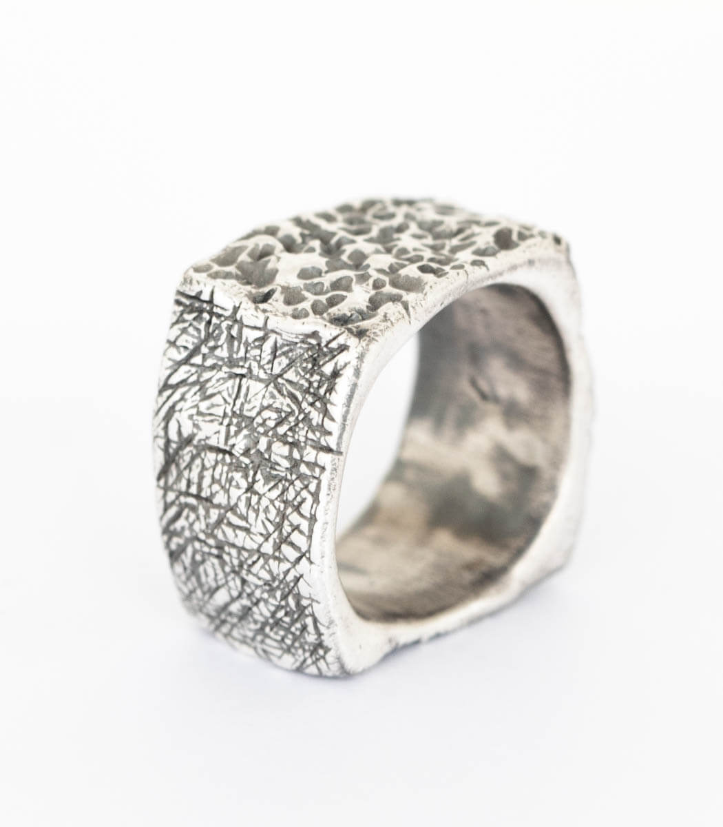 Silber Ring Steinstruktur Gr. 53