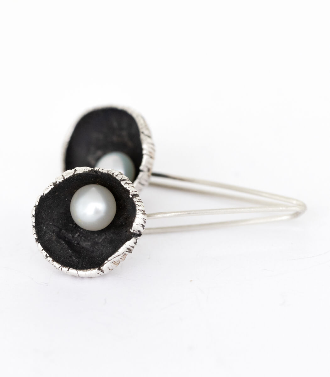 Silber Ohrhänger Blüte Perle