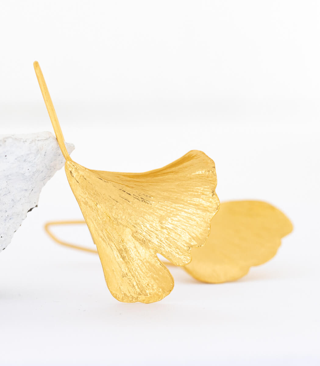 Ginkgoblatt Ohrhänger Gold