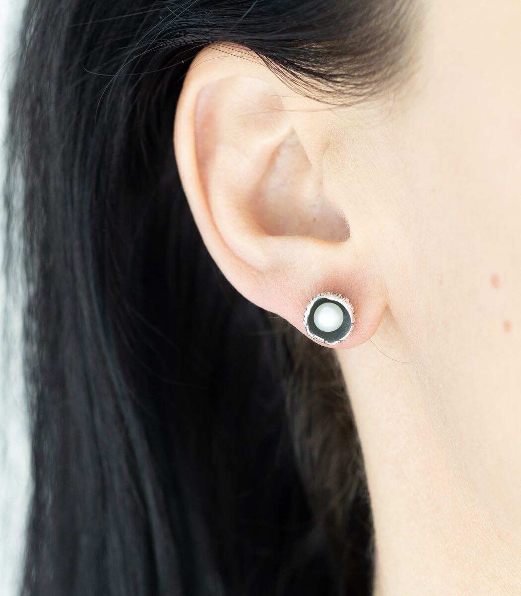 Silber Ohrstecker Blüte Perle