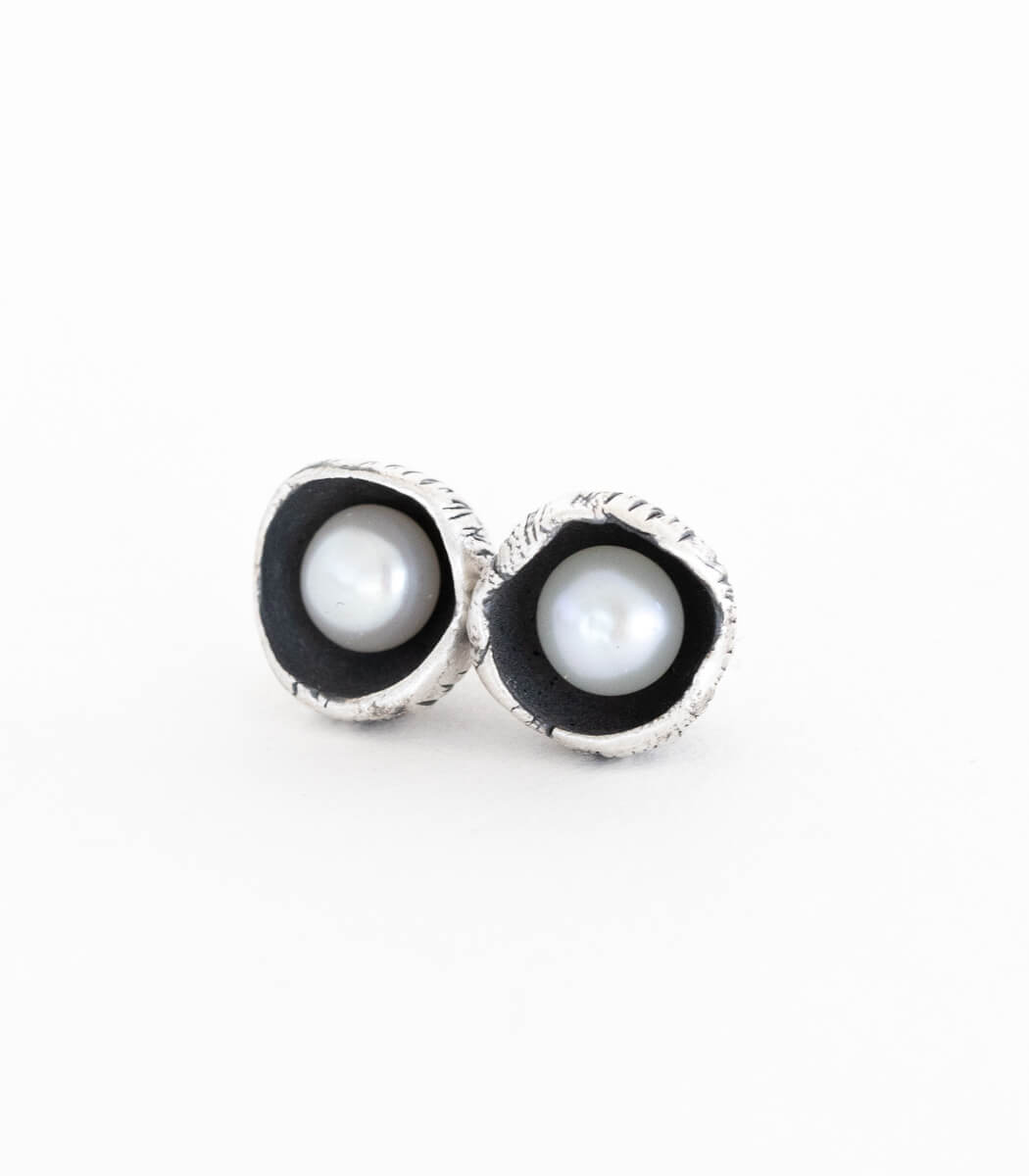 Silber Ohrstecker Blüte Perle