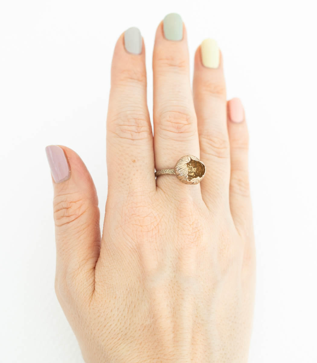 Bronze Ring Blüte Gr. 54