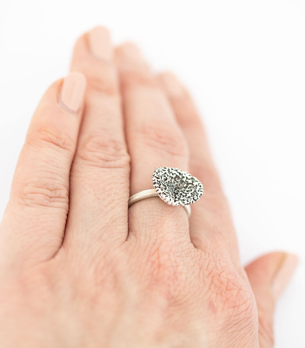 Silber Ring Korallenstruktur Gr. 57