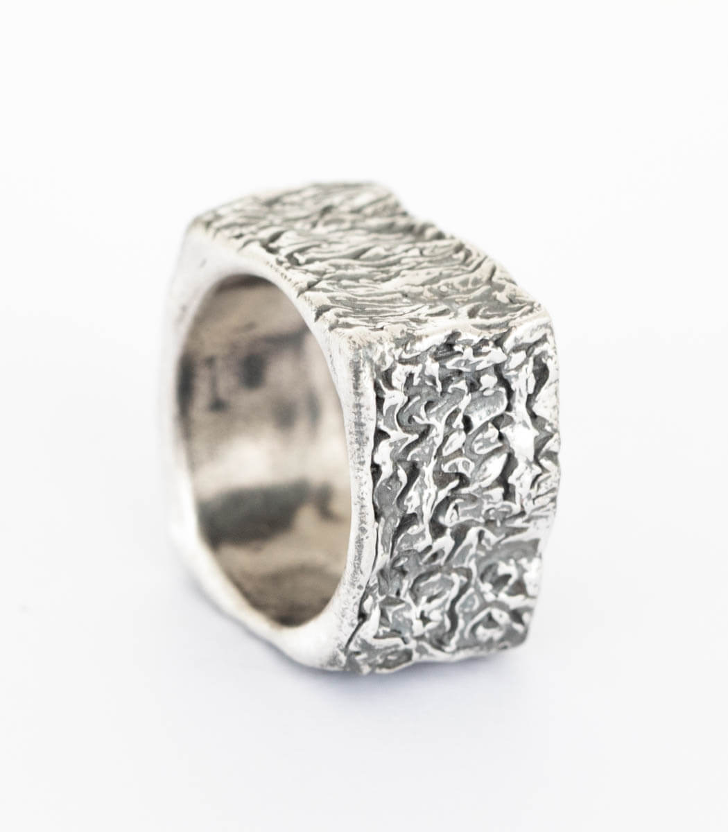 Silber Ring Steinstruktur Gr. 53