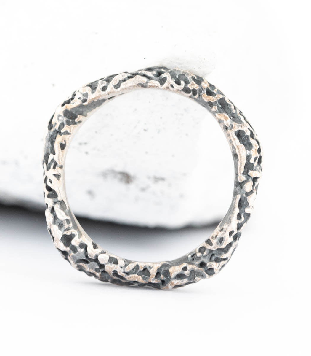 Silber Ring Korallenstruktur schmal Gr. 53