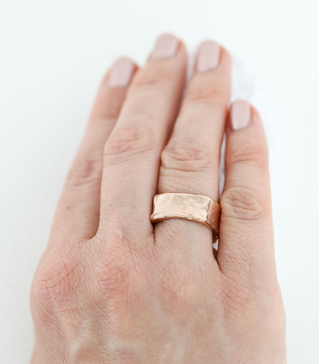 Bronze Ring Steinstruktur Gr. 55