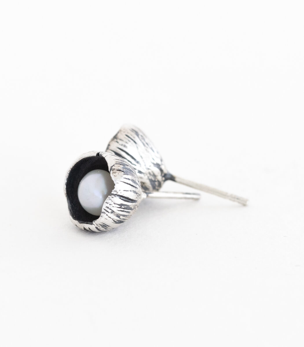 Silber Ohrstecker Blüte Perle