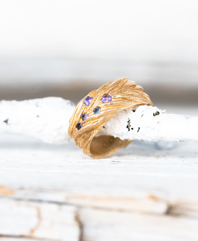 Bronze Ring Ährenstruktur Gr. 53