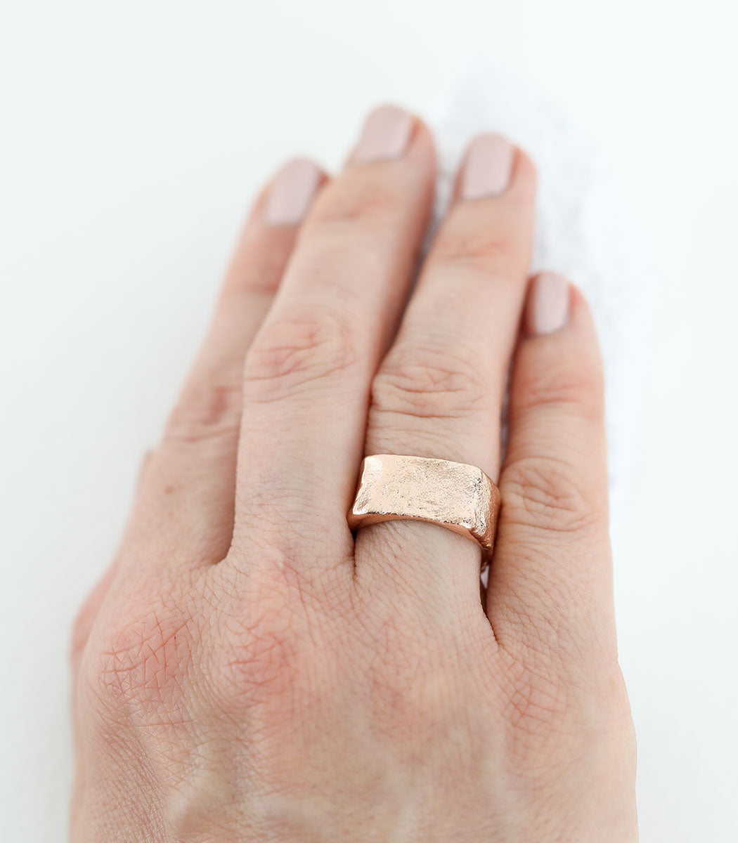 Bronze Ring Steinstruktur Gr. 56