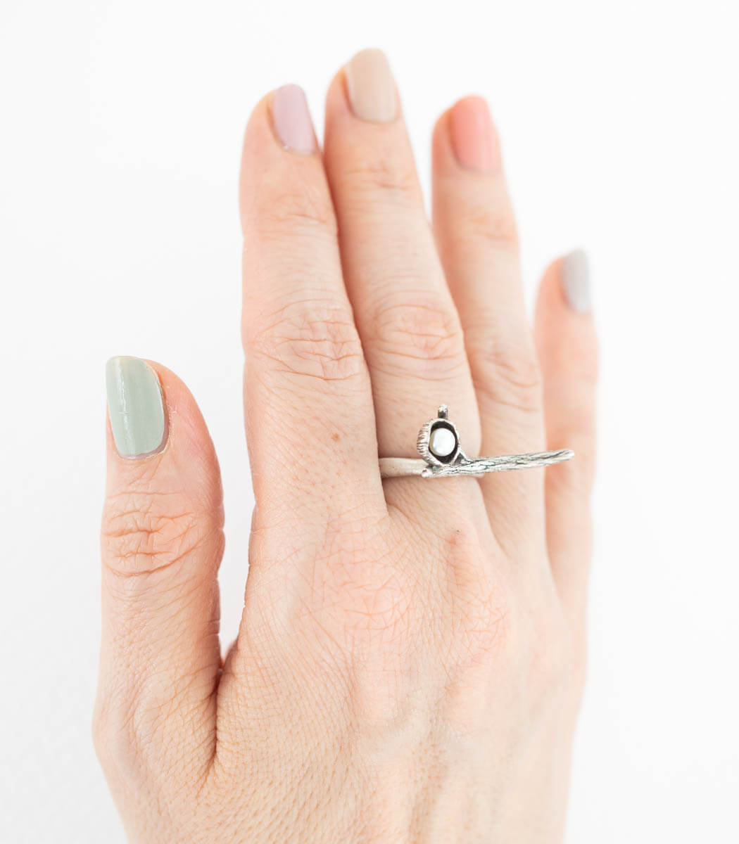 Silber Ring Blütenkelch Gr. 55