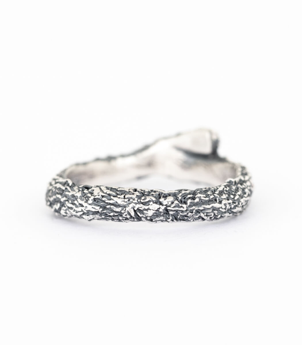 Ring Silber Baumrinde Gr.56