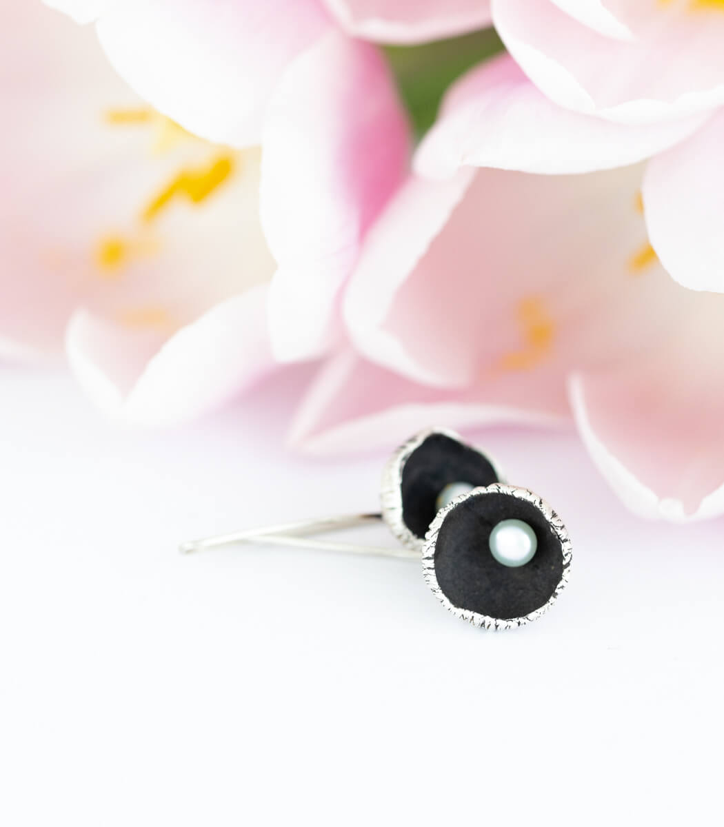 Silber Ohrhänger Blüte Perle