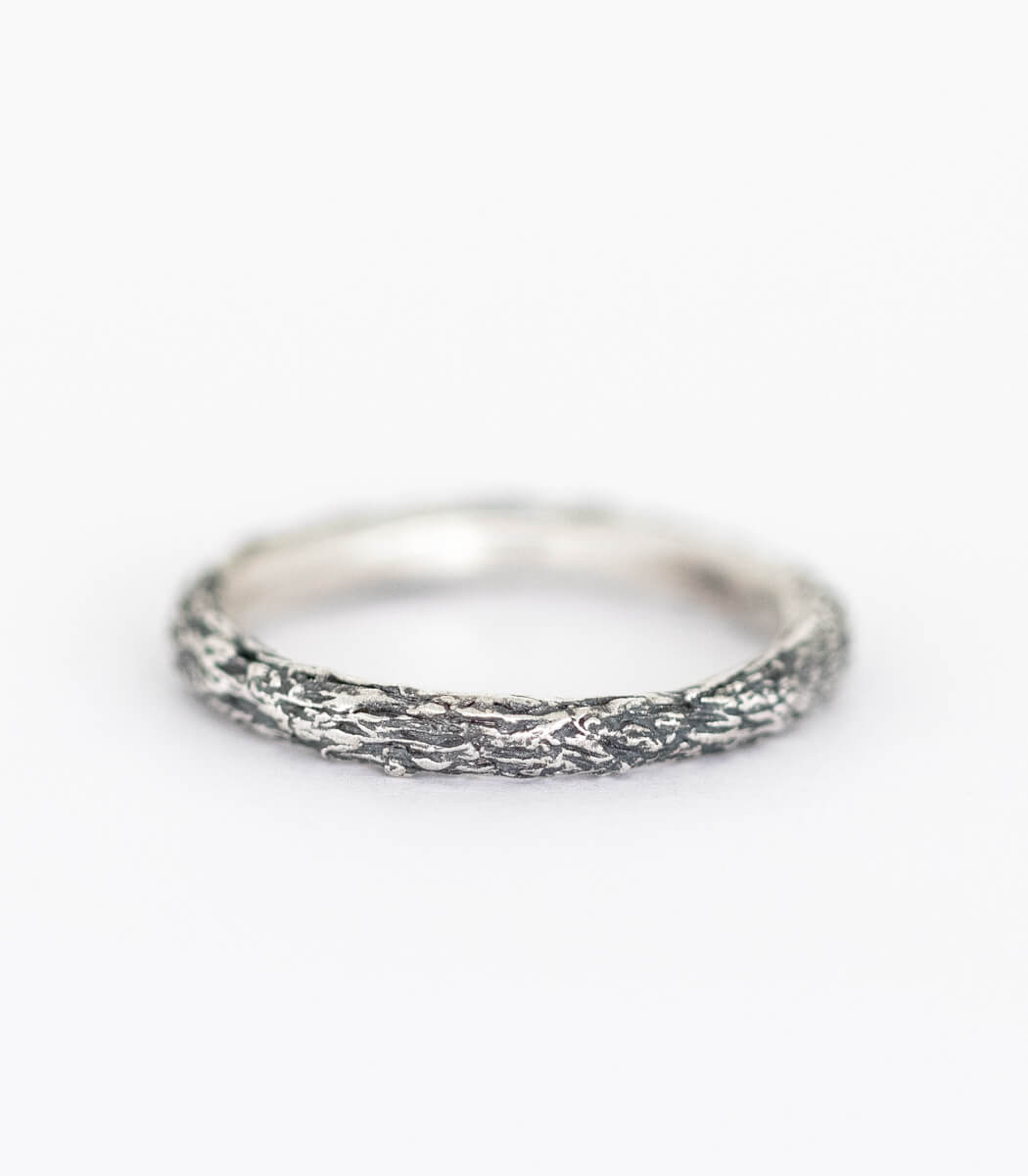 Ring Silber Baumrinde Gr.52