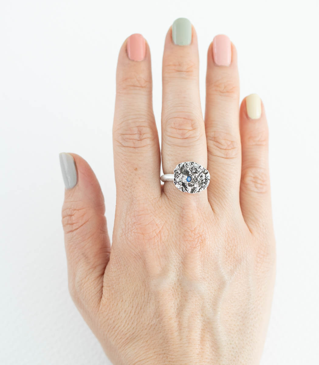 Silber Ring Stein Gr. 55