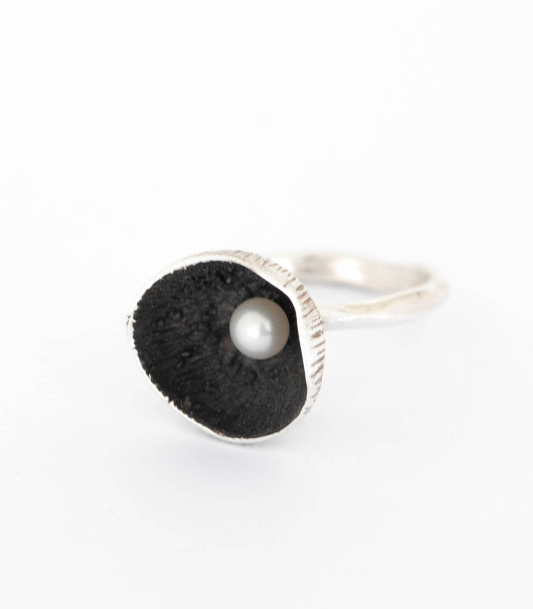 Silber Ring Blüte Perle Gr. 55
