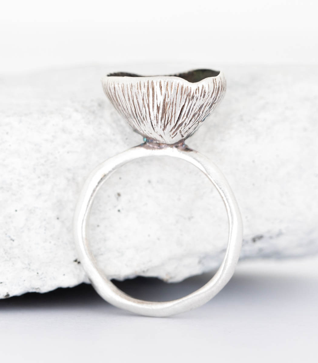 Silber Ring Blüte Perle Gr. 55