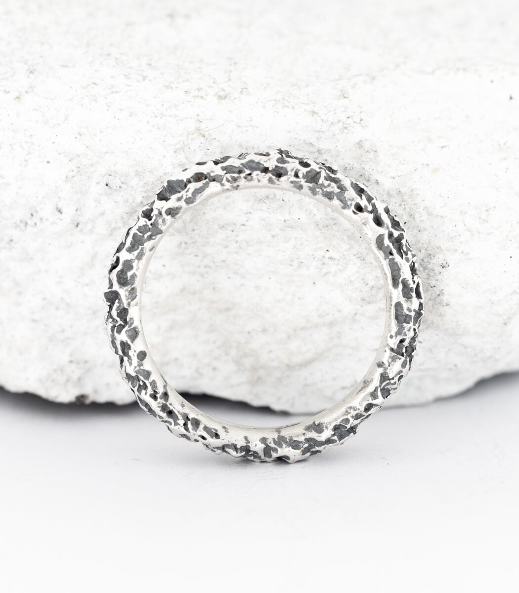 Silber Ring Korallenstruktur schmal Gr. 54