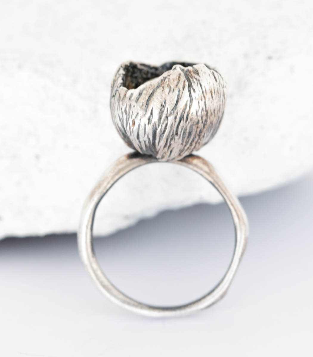 Silber Ring Blüte Perle Gr. 54