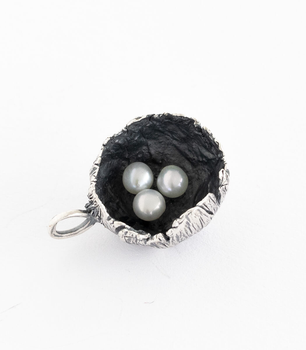 Silber Anhänger Blüte mit Perlen