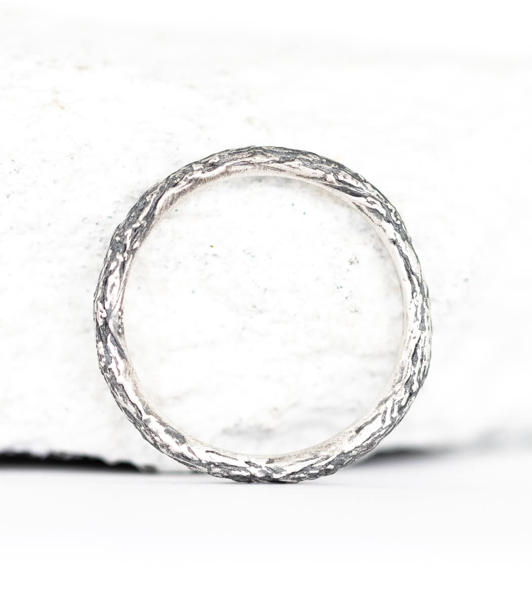 Ring Silber Baumrinde Gr.52