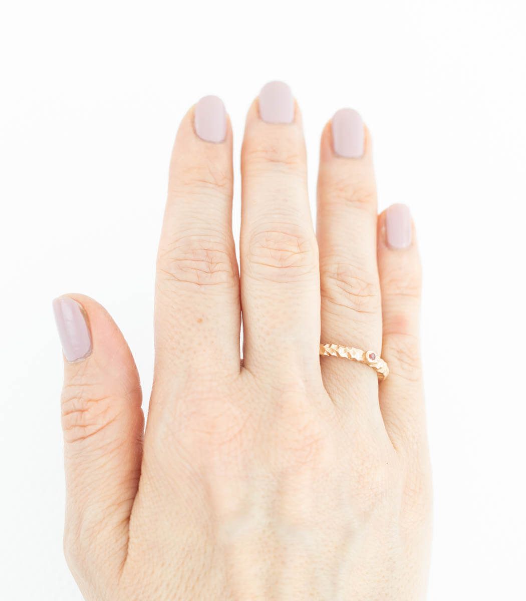 Bronze Ring facettiert Gr. 56