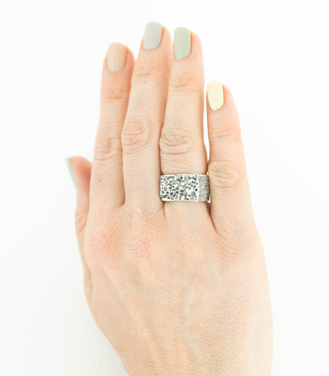 Silber Ring Steinstruktur Gr. 53