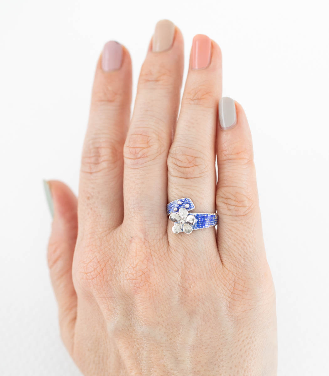 Silber Ring Blume Gr. 55