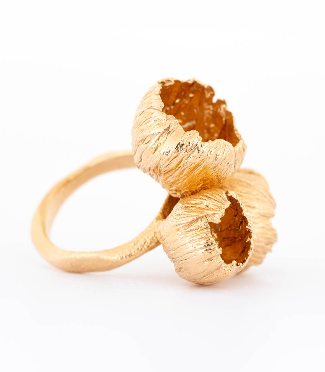 Bronze Ring 3 Blüten Gr. 56