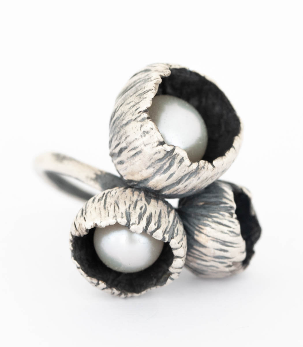 Silber Ring 3 Blüten Gr. 53