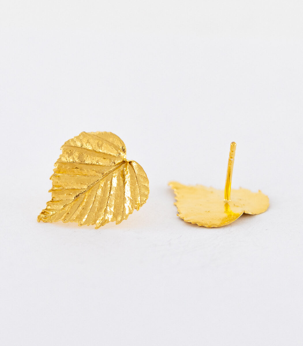 Birkenblatt Ohrstecker Gold