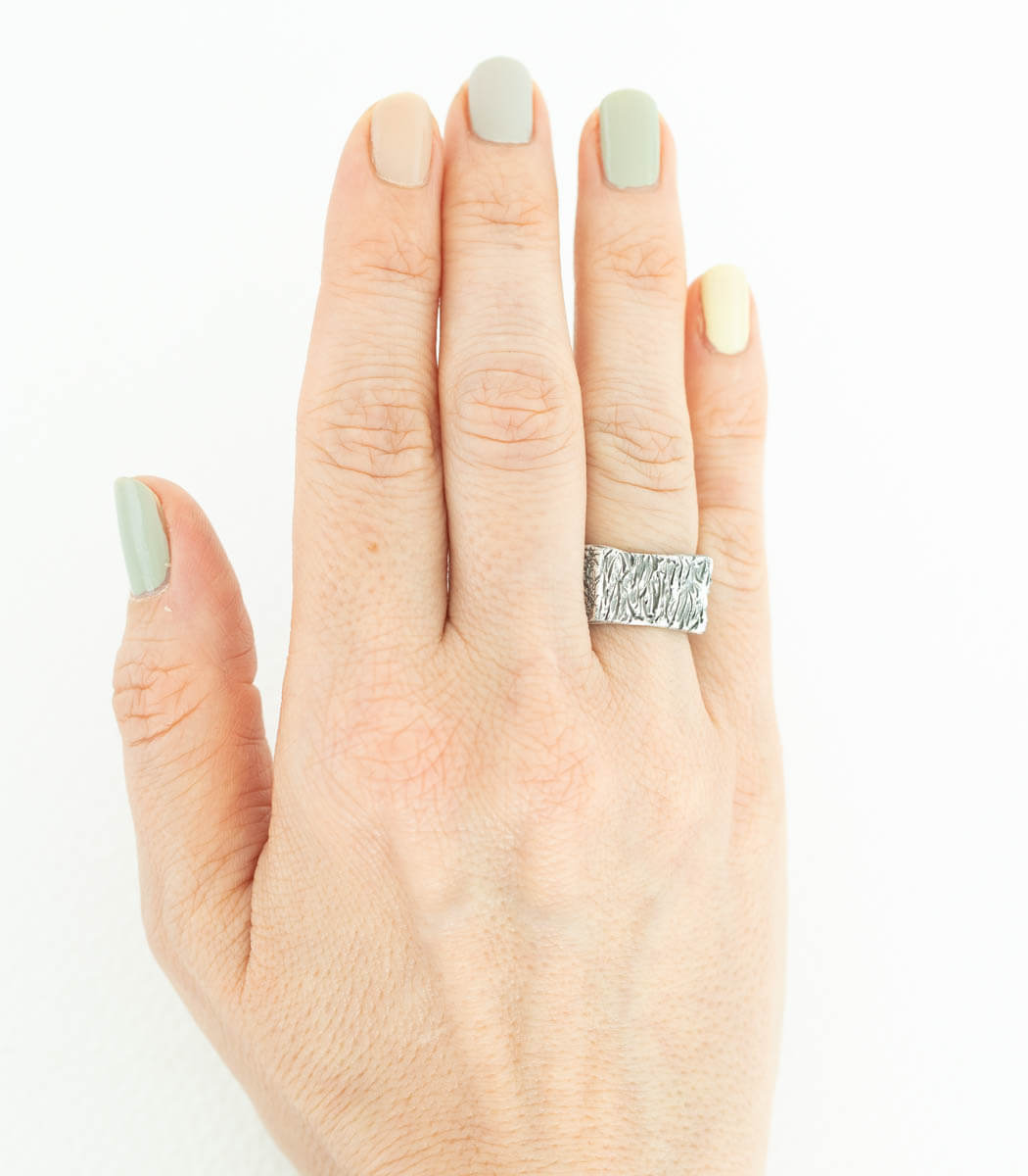 Silber Ring Steinstruktur Gr. 53