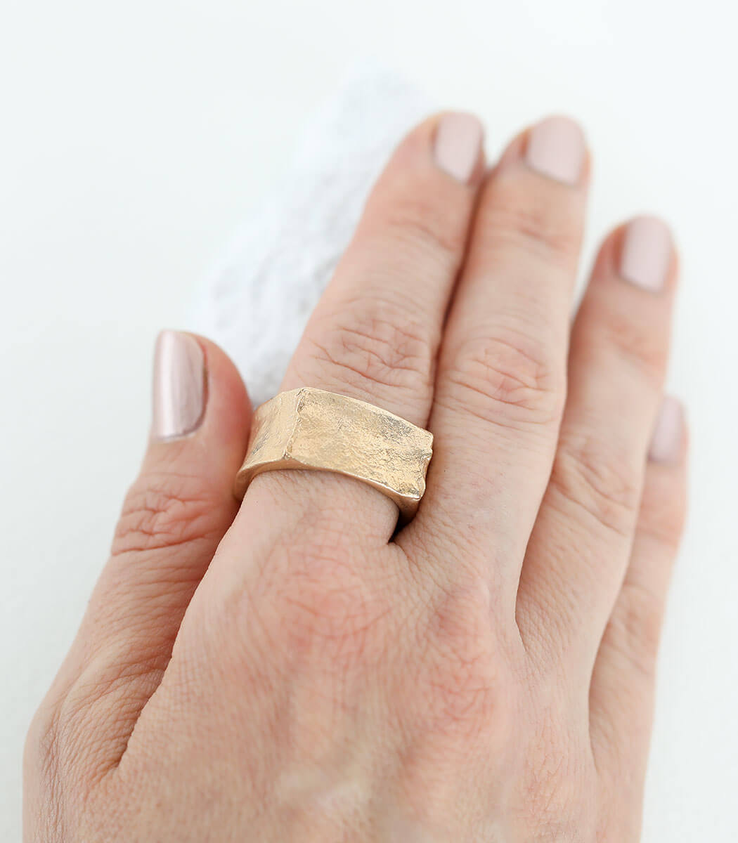 Bronze Ring Steinstruktur Gr. 68
