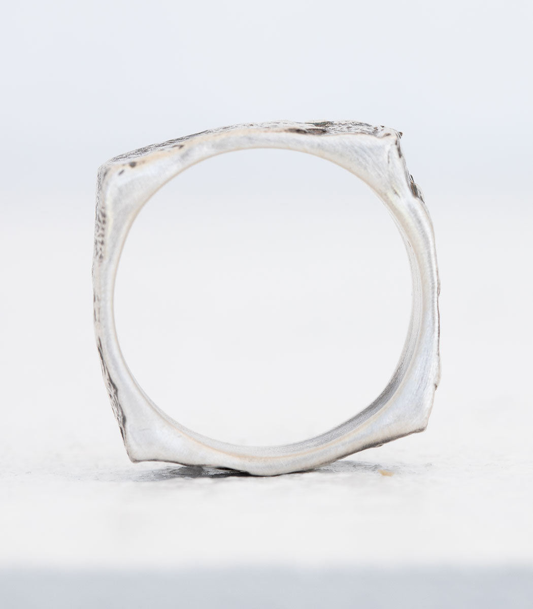 Silber Ring Steinstruktur schmal Gr. 57