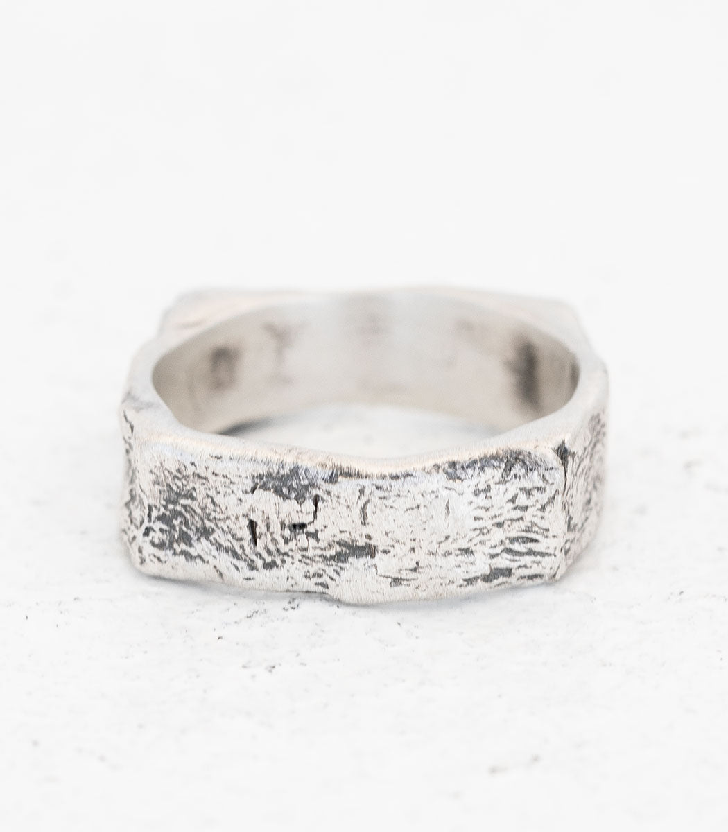 Silber Ring Steinstruktur schmal Gr. 53