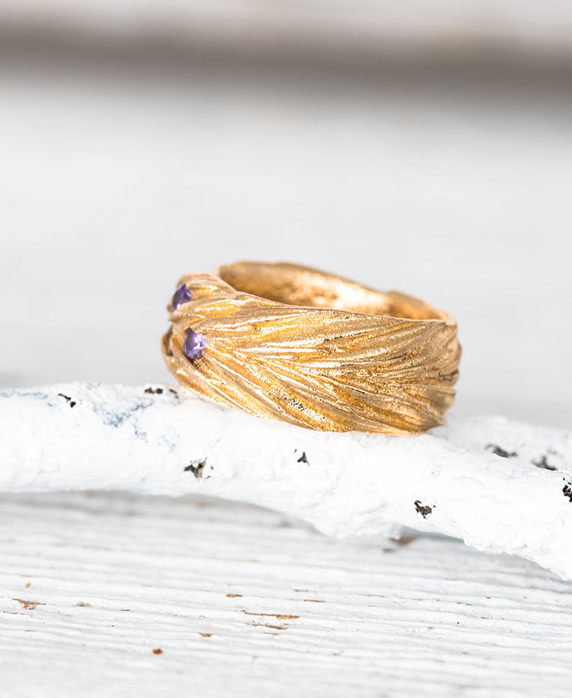 Bronze Ring Ährenstruktur Gr. 53