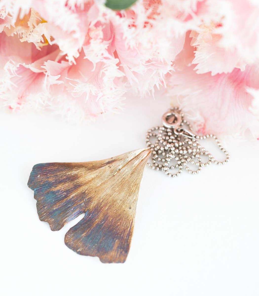 Silber Anhänger Ginkgoblatt