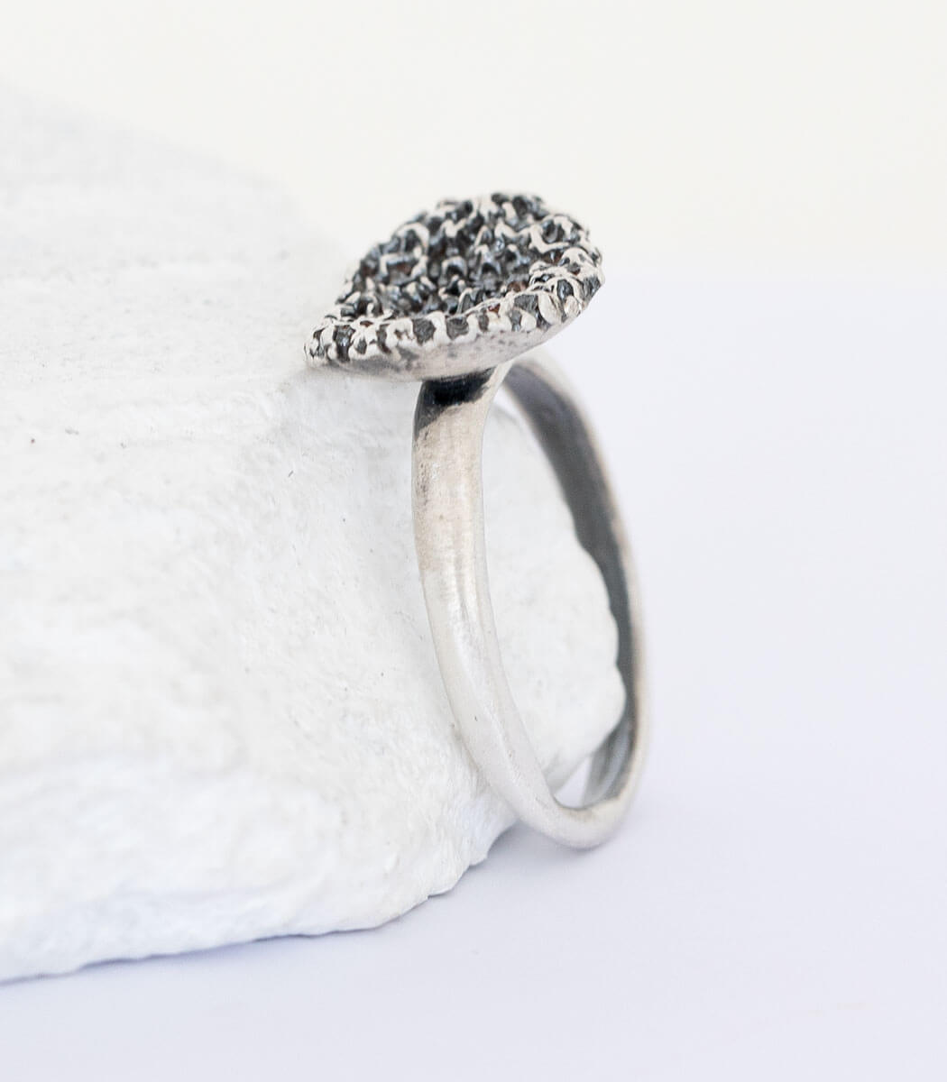 Silber Ring Korallenstruktur Gr. 56