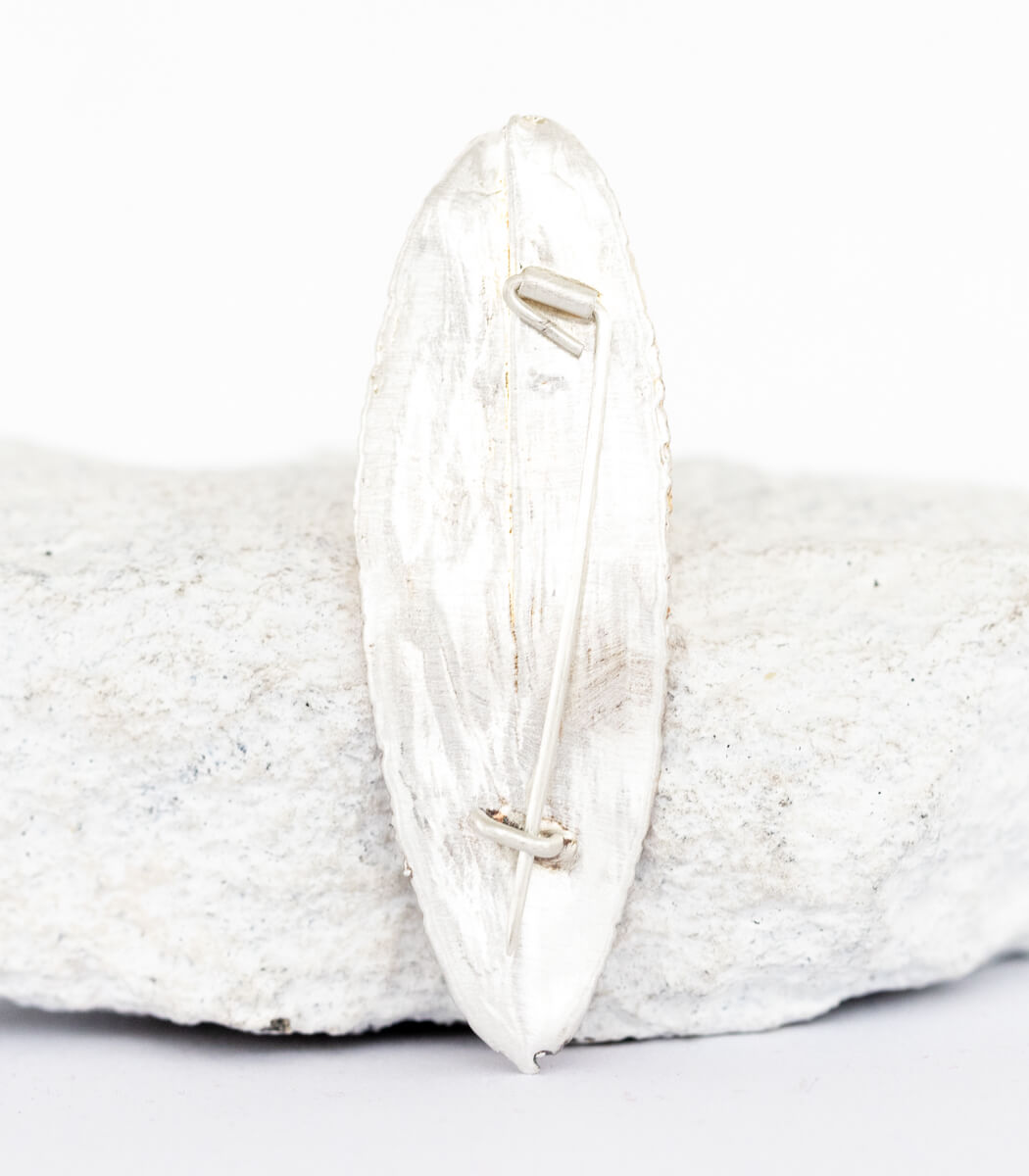 Silber Brosche Salbeiblatt