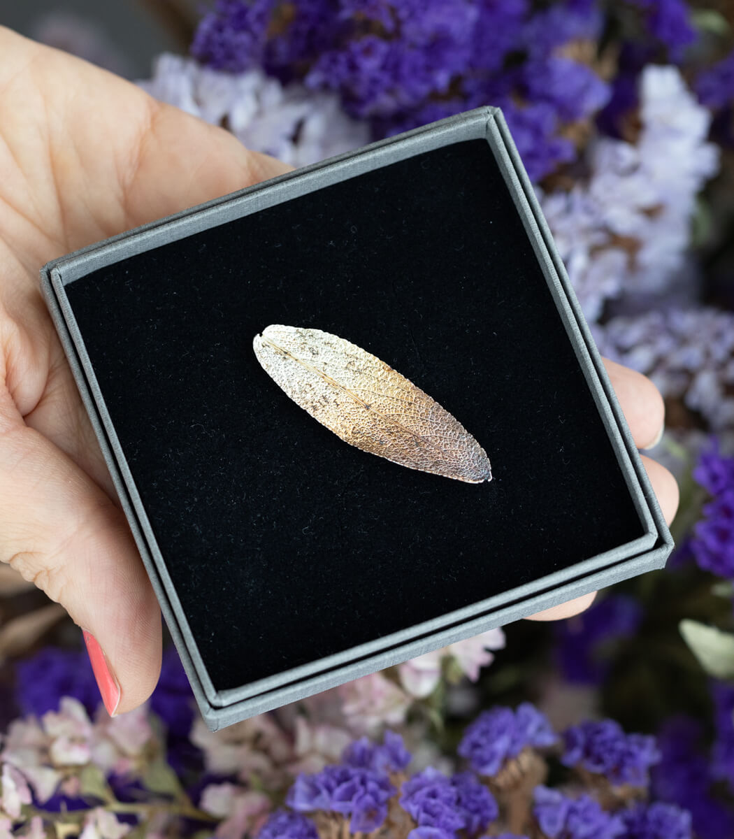Silber Brosche Salbeiblatt
